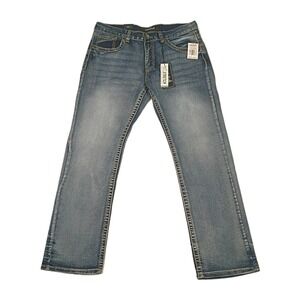 NWT True Luck Men's‎ Bootcut Jeans 34x32 Embroidered Western Thick Stitch